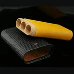 Wooden Cigar Moisturizing Leather Travel Cigar Case - EX-STOCK CANADA