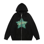 American street Star Printed Hoodie Cardigan unisex for fall winter - EX-STOCK CANADA