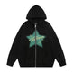 American street Star Printed Hoodie Cardigan unisex for fall winter - EX-STOCK CANADA