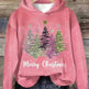 Round Neck Hooded Long Sleeve Four Christmas Trees Loose Hoodie Sweatshirt - EX-STOCK CANADA