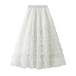 Cake Skirt Women's White Gauze long Layered tulle Skirt - EX-STOCK CANADA