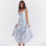 Spring And Summer Comely Pastoral Style Sling Floral A Swing Cake Dress - EX-STOCK CANADA