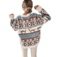 Women's Fashion Round Neck Loose Christmas Theme Jacquard Long Sleeve Sweater EX-STOCK Canada 