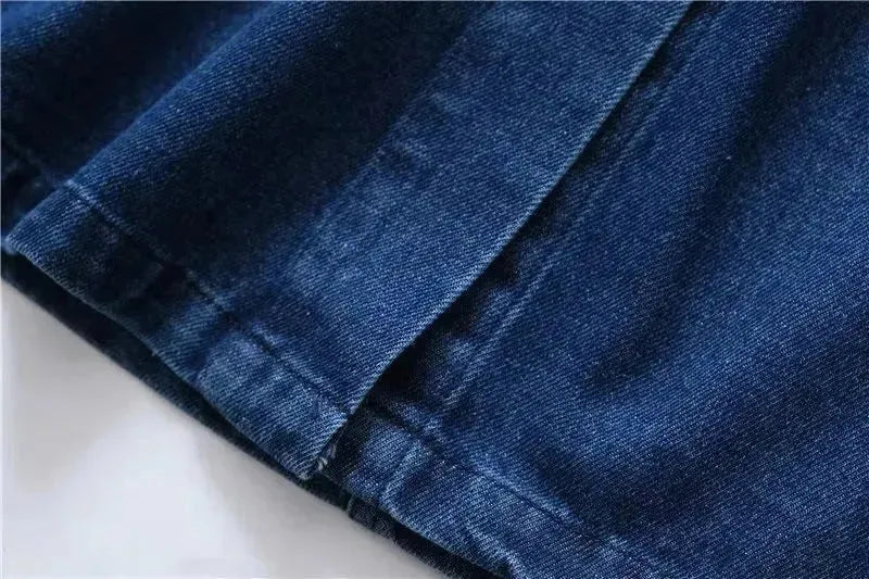 New Long Sleeve Button loose Denim Midi Dress Women - EX-STOCK CANADA