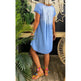 Round Neck Pleated Loose Solid Color Casual Plus Size Denim Dress - EX-STOCK CANADA