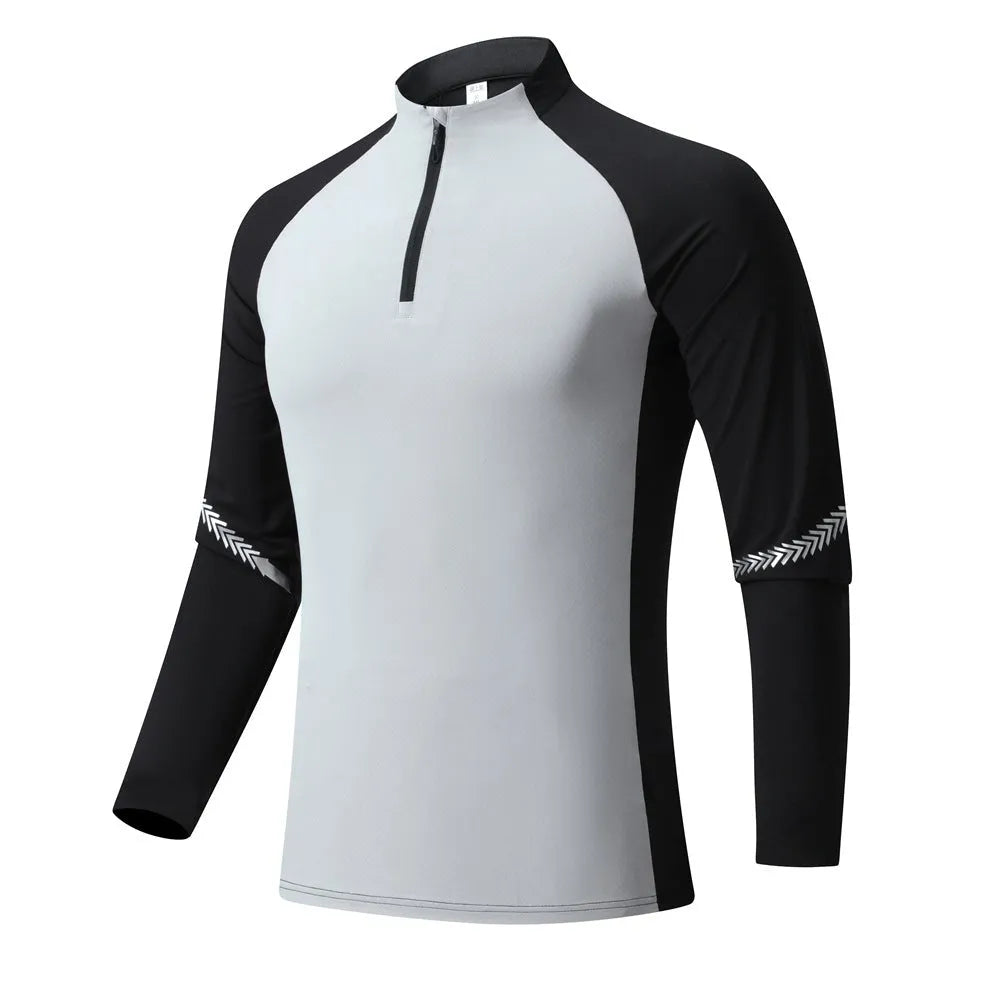 Mock Neck Half Zip  Workout top for Men Long Sleeve exercise top - EX-STOCK CANADA