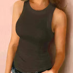 Plain Round Neck Slim fit Vest top For Women - EX-STOCK CANADA