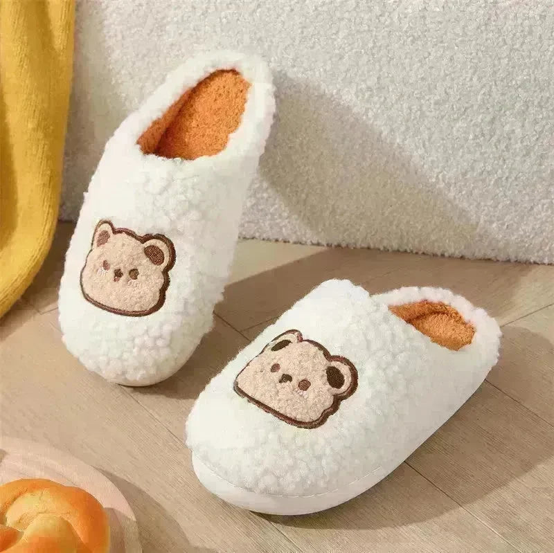 Cute Cartoon Bear Slippers For Couples Winter Warm Non-slip Floor Bedroom Slipper Home Men And Women House Shoes - EX-STOCK CANADA