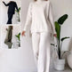 Casual 2pcs Co ord Winter Turtleneck Knitted Suit Loose Split Long-sleeved Top And Straight Trousers Fashion Casual Solid Set Women's Clothing - EX-STOCK CANADA