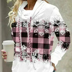 New Fashion Women's Pile Collar Printed Hoodie Pullover Top - EX-STOCK CANADA