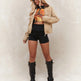 Color Blocking Collar Zipper Denim Jacket For Women EX-STOCK Canada 