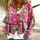 New Christmas Abstract Flowers Printing Sweater Fashion Casual Short Cardigan Coat Womens Clothing - EX-STOCK CANADA