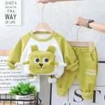 Cartoon neutral traje de ropa de otoño con estilo occidental de dos piezas para niños