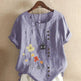 Casual Summer Beach Cotton And Linen Printed Elegant Short Sleeve blouse Top Women - EX-STOCK CANADA