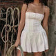 Summer Strappy Suspender Corset Dress French Style Slim Single Breasted Bodycon Pleated Skirt Party Dresses For Women Mini Skater White Dress for Chic Ladies - EX-STOCK CANADA