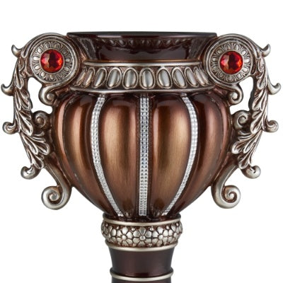 17.5 Tall  Delicata Urn-Shaped Decorative Vase, Bronze With Silver Accents EX-STOCK