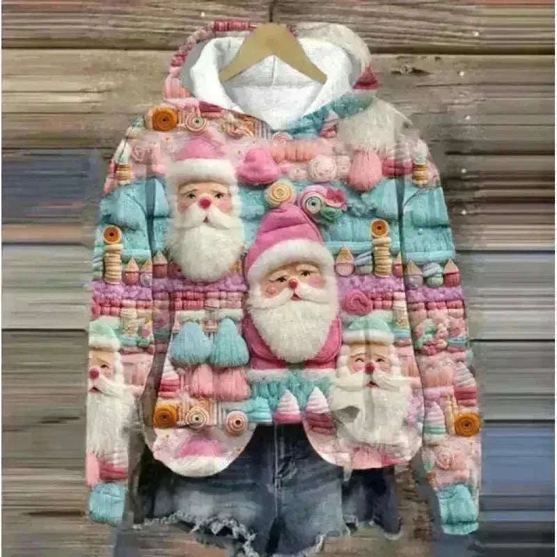 Print Christmas Holiday Casual Hoodie Sweater Pullover - EX-STOCK CANADA