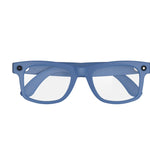 Blue eyeglasses on a white background