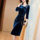 Long-sleeved Velvet Sheath Skirt With Fleece Lining And Extra Thickness EX-STOCK Canada 