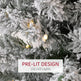 6ft Artificial Prelit Christmas Tree With Warm White LED Light, Snow Flocked Branches, Metal Base, Pencil Xmas Tree EX-STOCK Canada 