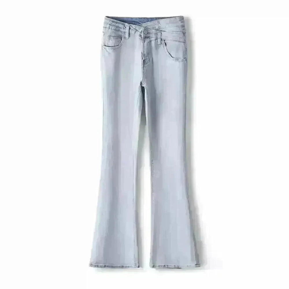 Women's Light-colored High Waist Bootcut Jeans - EX-STOCK CANADA