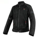 Black motorcycle jacket with brand logo on a white background