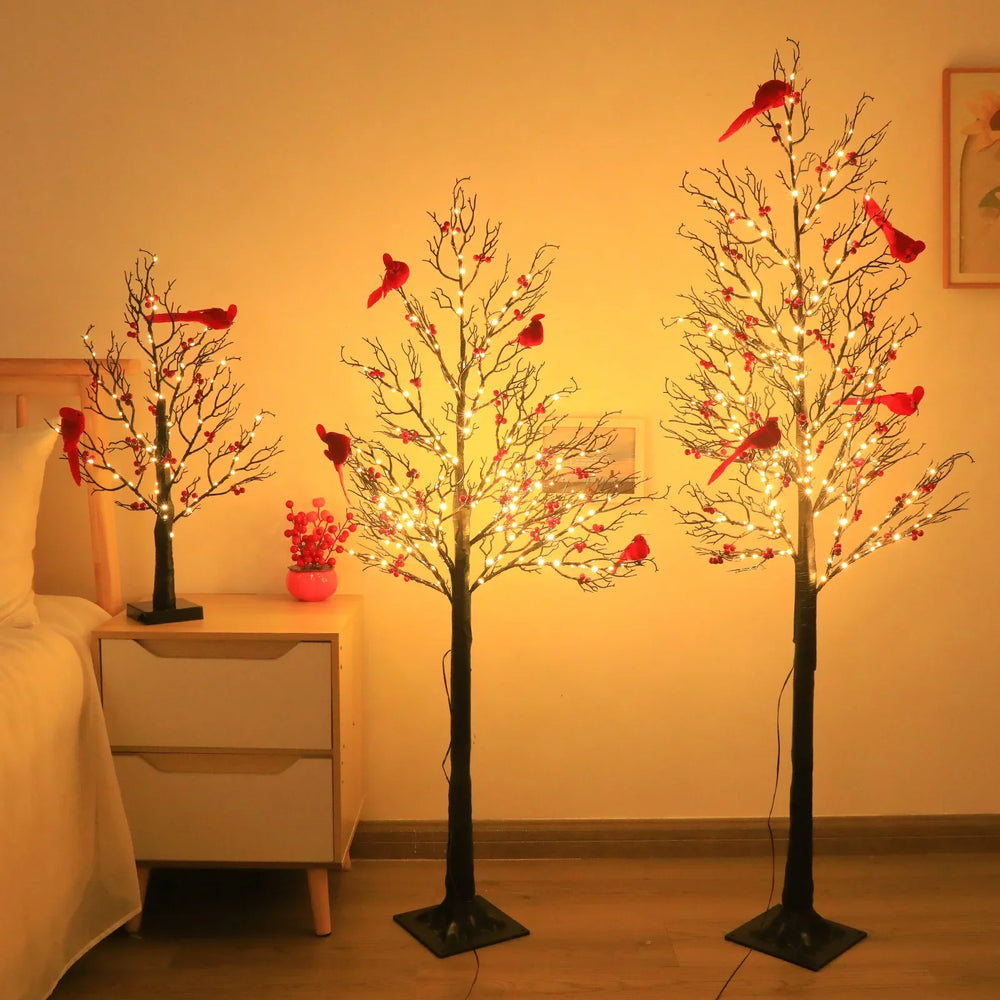 Lighted Mini Birch Tree Light LED Cardinals Christmas Tree Vintage Glowing Tree Light For Table Holiday Home Xmas Decoration EX-STOCK Canada 