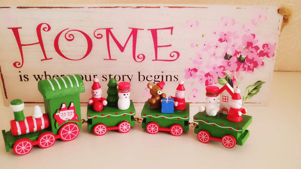 Wooden Christmas Train Decorations – Red, Green, White, Pink & Blue 6