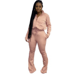 Women 2pcs Long sleeve Wide leg Pant set