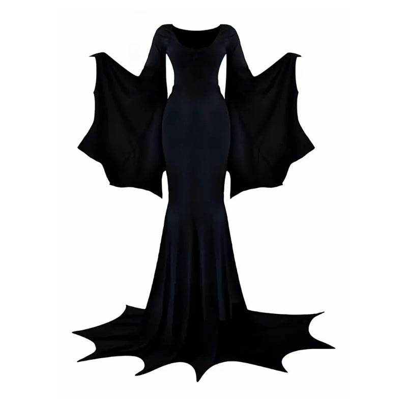 Black Costume Womens Gothic Witch Bat Sleeve Dress Halloween Cosplay Costumes Vintage Carnival Party Outfit EX-STOCK