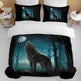 Moon Wolf Bedding Green Watercolor Forest Wolf Landscape Duvet Cover Sets 3 Pieces Wild Animal Bedding Set Twin Full Queen King Size EX-STOCK Canada 