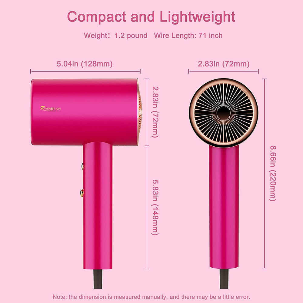 Water Ionic Hair Dryer, 1800W Blow Dryer With Magnetic Nozzle 2 Speed And 3 Heat Settings Powerful Low Noise Fast Drying Travel Hair Dryer For Home Travel EX-STOCK Canada 