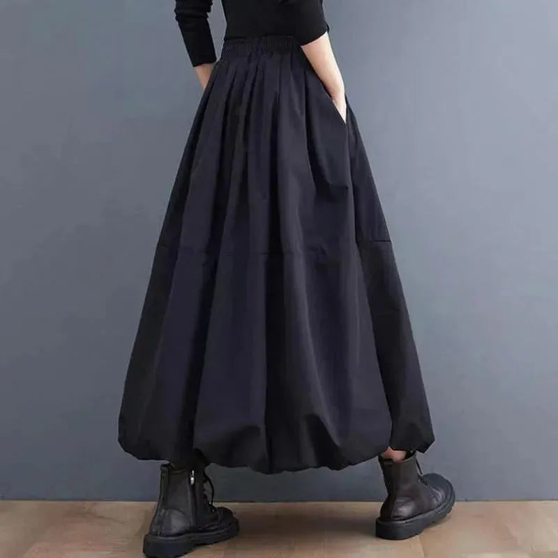 Fashion Personality New Solid Pocket Prairie Midi maxi Skirt Women - EX-STOCK CANADA