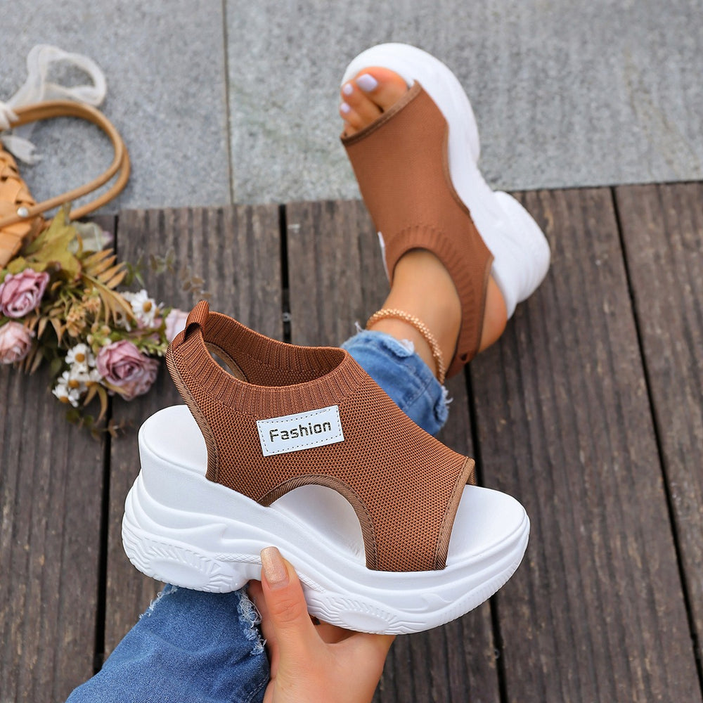 Summer Fishmouth Chunky Wedge Sandals Women's Casual Breathable Footwear Daily Shoes 