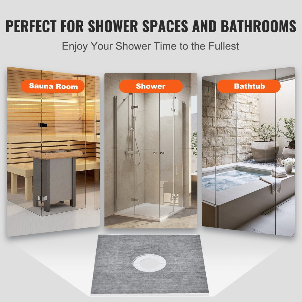 Shower Curb Kit, 36x36 Shower Pan Kit With 6.3 Central Drain, Lightweight EPS Shower Installation Kits With 2 Waterproof Cloths, Shower Pan Slope Sticks Fit For Bathroom EX-STOCK