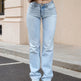 Women's High Waisted Light Colored Straight Leg Jeans, High Waisted And Cinched, High Stretch Blended Fabric, Comfortable And Versatile EX-STOCK Canada 