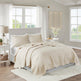 3 Piece Reversible Scalloped Edge Quilt Set Cream King Cal King EX-STOCK