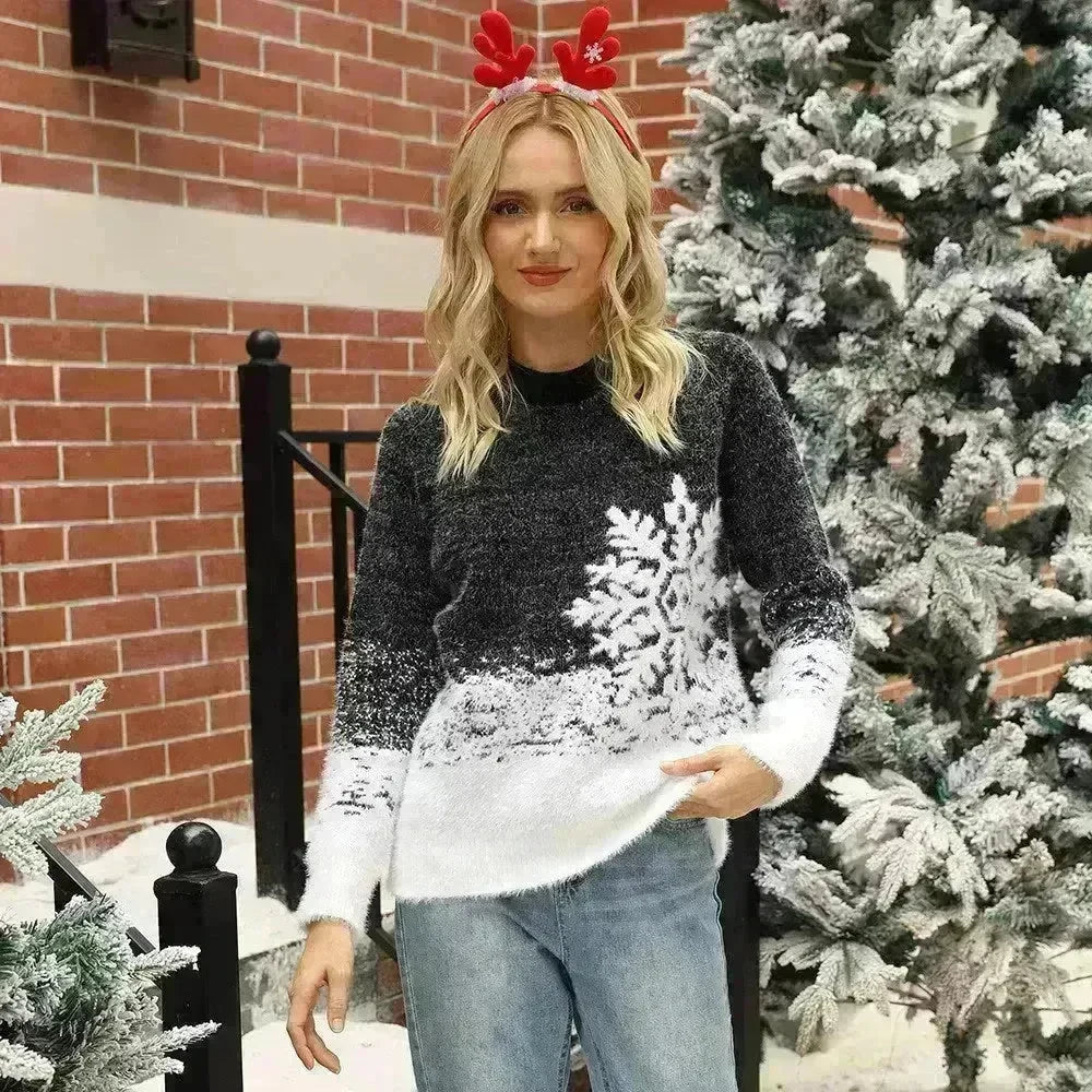 Ugly Christmas Knitted Women's Snowflake Sweater Top - EX-STOCK CANADA