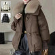 Women Cotton-padded Down Jacket Fur Collar Thick Puffer Winter Coat - EX-STOCK CANADA
