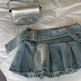 High Waist Slimming Denim Pleated Mini Skirt - EX-STOCK CANADA