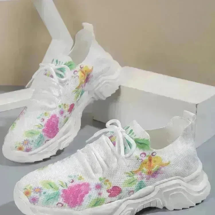 Flower Sports Running Shoes Women's Fashion Flat Sneakers - EX-STOCK CANADA