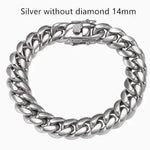 Men's Cuban Link Chain Titanium Steel Silver Bracelet