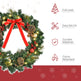 Christmas Wreath Pre-Lit Artificial Greenery Xmas Spruce Wreath Cones Red Berries 20 LED Lights Battery Operated EX-STOCK Canada 