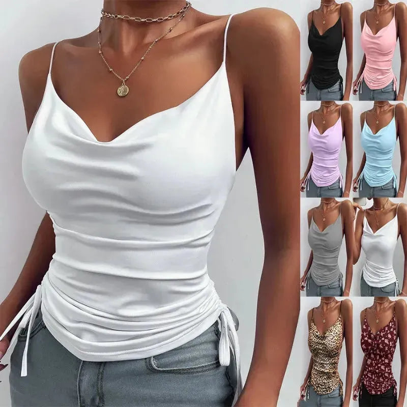 Spaghetti Strap Tops en V-colmes Camisole Top Femmes Summer Top Summer