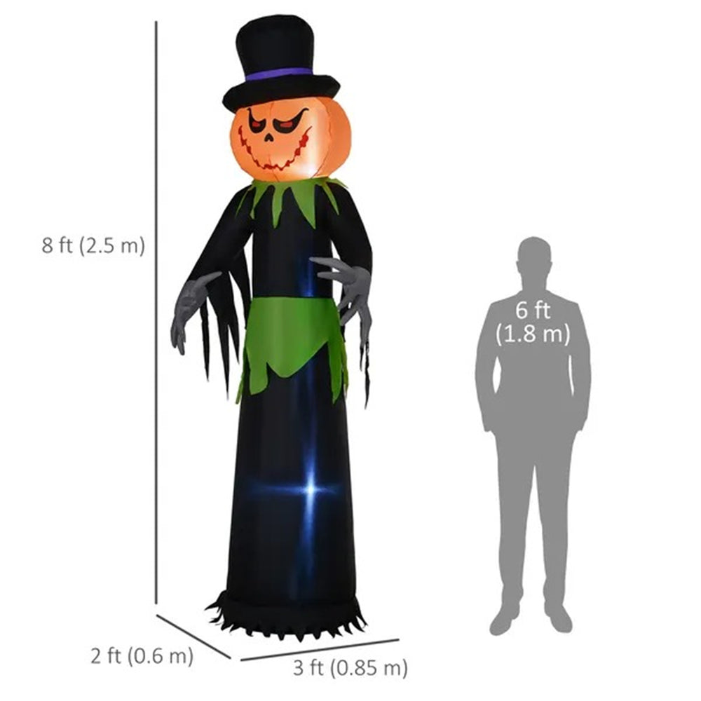 8ft Halloween Inflatable Pumpkin Head Ghost In A Hat, Outdoor Blow-Up Decoration With LED Lights For Yard Display EX-STOCK Canada 