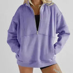Media cremallera de la mujer Fashion Fashion Casual Ejercicio de sudadera de sudadera de gran tamaño