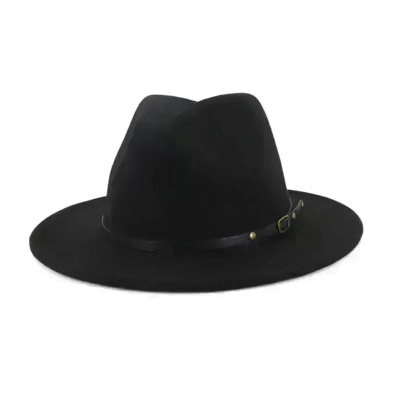 European And American Popular Woolen Top Color Matching Flat Brim Fedora Jazz Hat - EX-STOCK CANADA