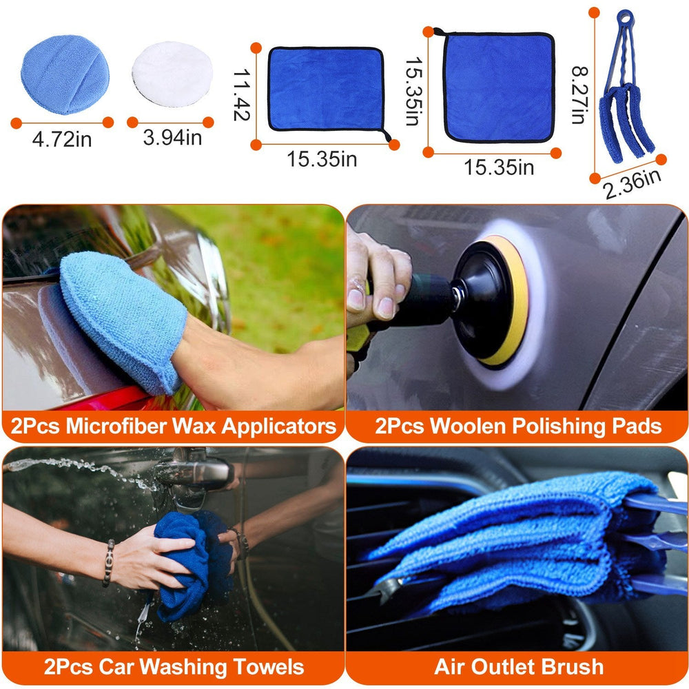 26Pcs Car Detailing Brush Kit Exterior Interior Car Cleaning Set Drill Brush Set Car Buffing Sponge Pads Kit For Cleaning Automobile Interior Exterior Wheels Dashboard EX-STOCK