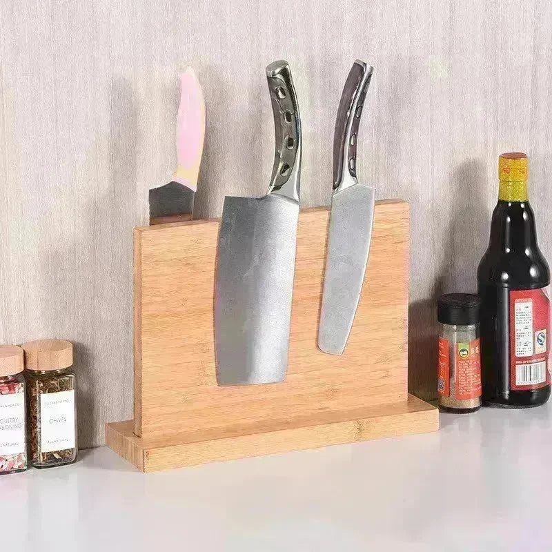 Wall Mounted Wooden Block Magnetic Knife Holder Rack - EX-STOCK CANADA