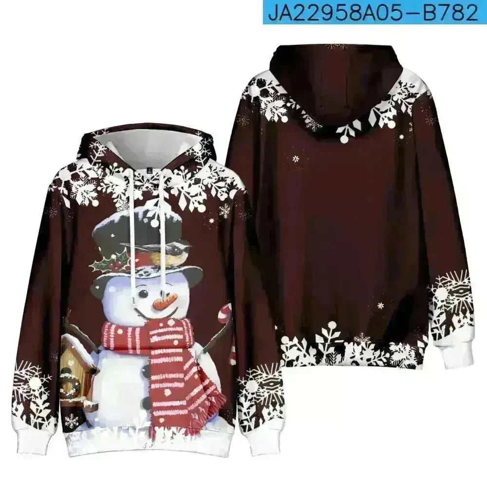 Christmas Snowman Personalized Printed Hoodie Sweatshirts - EX-STOCK CANADA